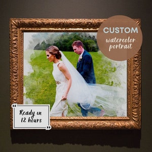 Custom Watercolor Portrait from Photo, Custom Wedding Portrait from Photo, Digital Watercolor Illustration, Hand Drawing Couple Portrait