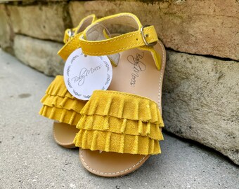 yellow ruffle sandals
