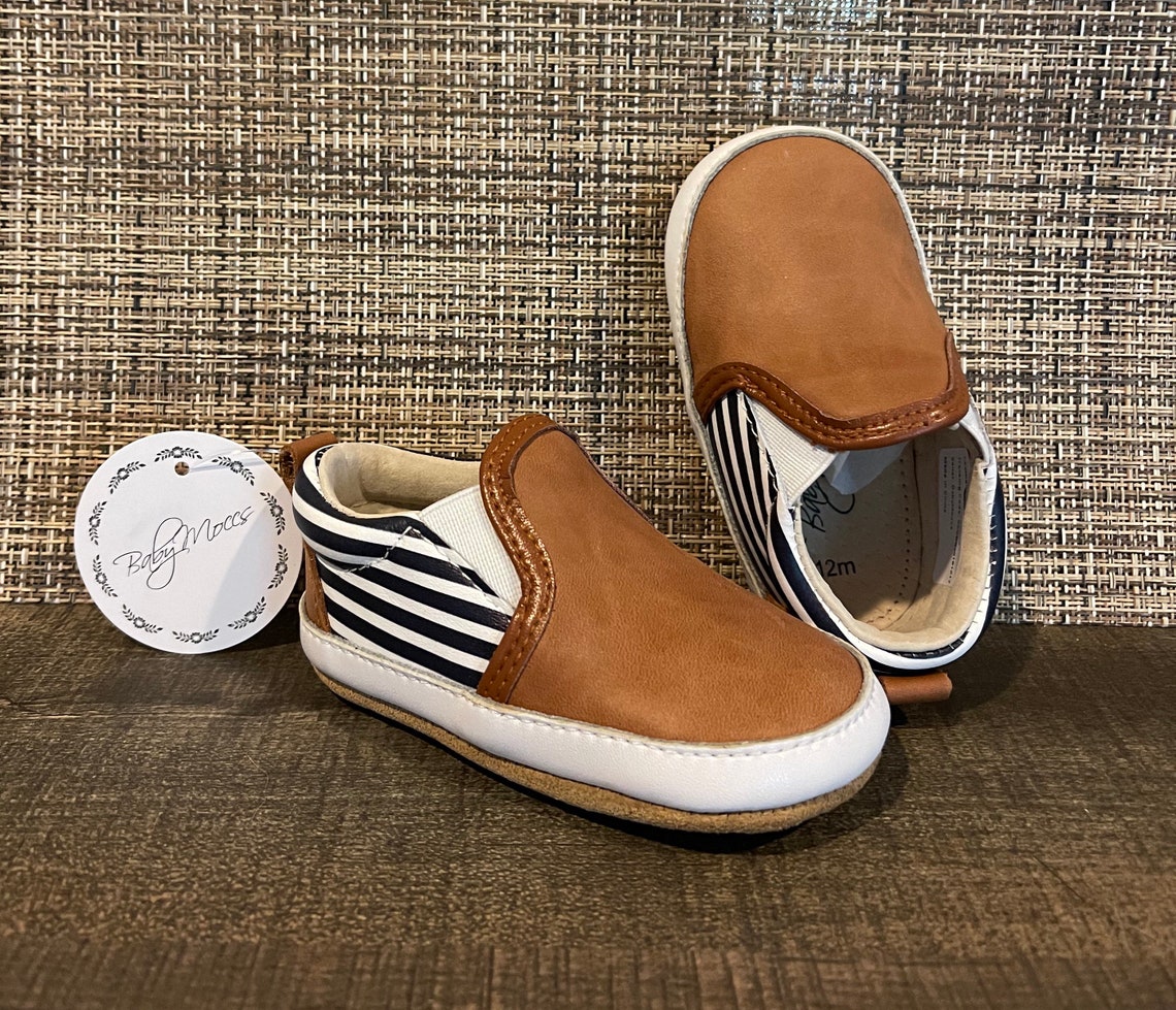 Toddler Brown Leather Slides Slip On Sneaker Leather Baby Etsy