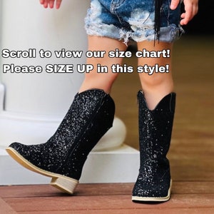 Toddler Cowboy Boots Kids Cowboy Boots Leather Boots Western Kids Boots Toddler Boots Black Glitter Boots Toddler Cowgirl Boots Black Boots