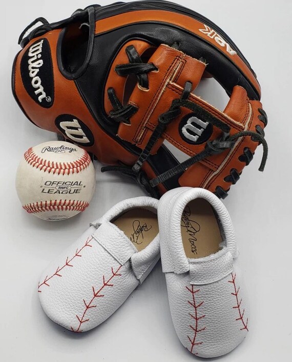Baby Moccasins Baseball Leather Baby Shoes Baby Slippers Toddler