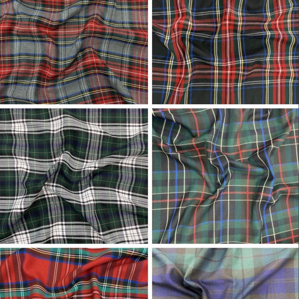 Tessuto a quadri tartan al metro / tessuto di cotone / finitura morbida / tartan classico / tessuto twill