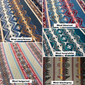 Aztec Wool fabric by meter / Southwestern / printed wool/ soft finish/ native print