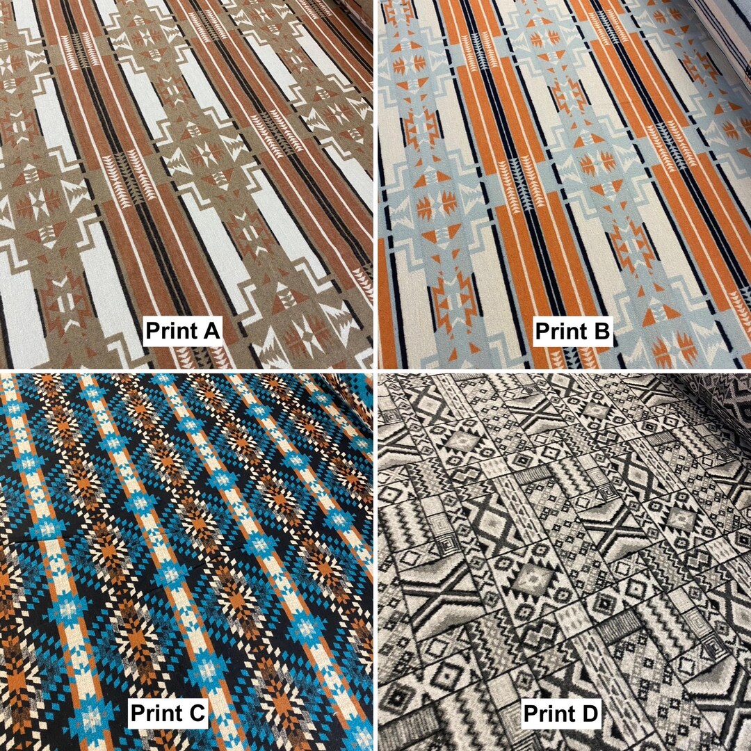 Aztec Wool Fabric by Meter / Southwestern / Printed Wool/ Soft Finish ...