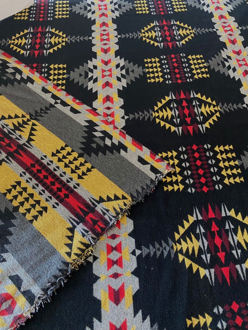Wool Fabric by Meter / Southwestern / Printed Wool/ Soft Etsy
