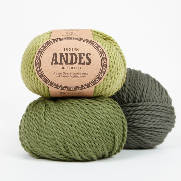 3.5oz(100 g)-98 yds(90 m)/DROPS Andes / A soft and chunky blend of alpaca and wool