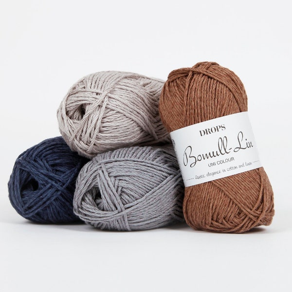 1.8oz(50 g)-93 yds(85 m)DROPS Bomull-Lin / Rustic elegance in cotton and linen