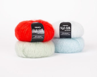 Drops Kid silk, Lace Weight, Soft Knit, Mohair yarn