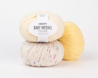 Filato DROPS Baby Merino, 100% lana merino superwash extra fine, filato sportivo, certificato Oeko-Tex.