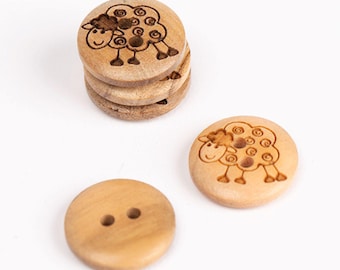 Buttons SHEEP wooden button drops baby 15mm olive wood