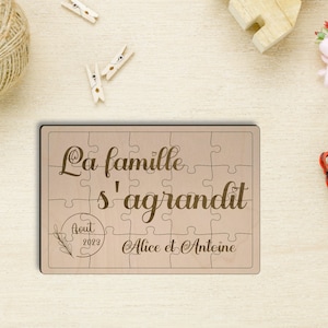Puzzle en bois annonce - La famille s'agrandit