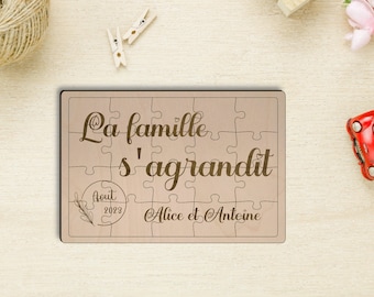 Puzzle en bois annonce - La famille s'agrandit