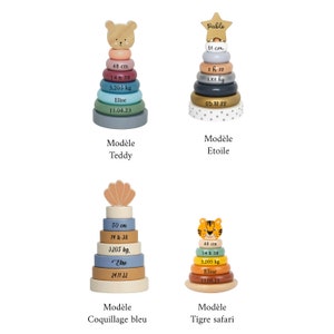 Stacking tower pyramid game wooden toy personalized image 5