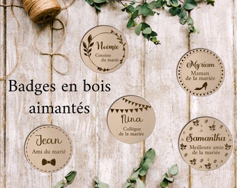 Badge en bois aimanté à personnalisé