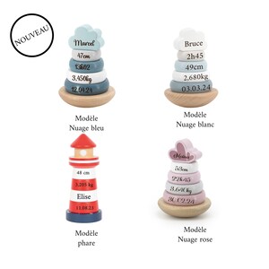 Stacking tower pyramid game wooden toy personalized image 4