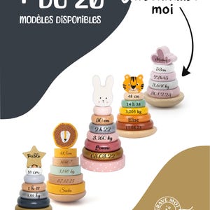 Tour à empiler - jeu pyramide - jouet en bois - personnalisé