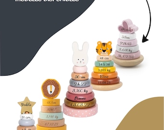 Stacking tower - pyramid game - wooden toy - personalized