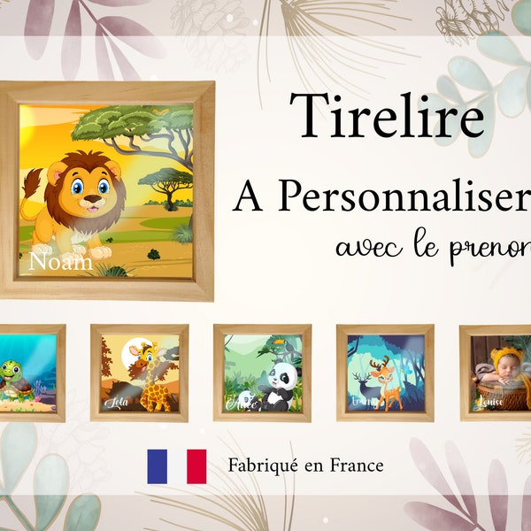 Tirelire en bois personnalisé - Différent animaux ou photo