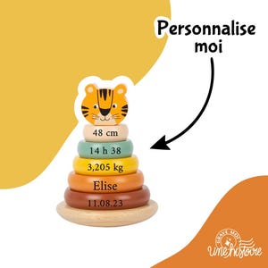 Tour à empiler - jeu pyramide - jouet en bois - personnalisé