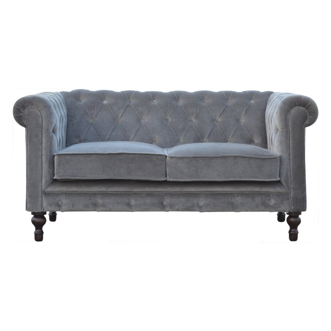 Grey Velvet Chesterfield 2 Seater Sofa - Etsy
