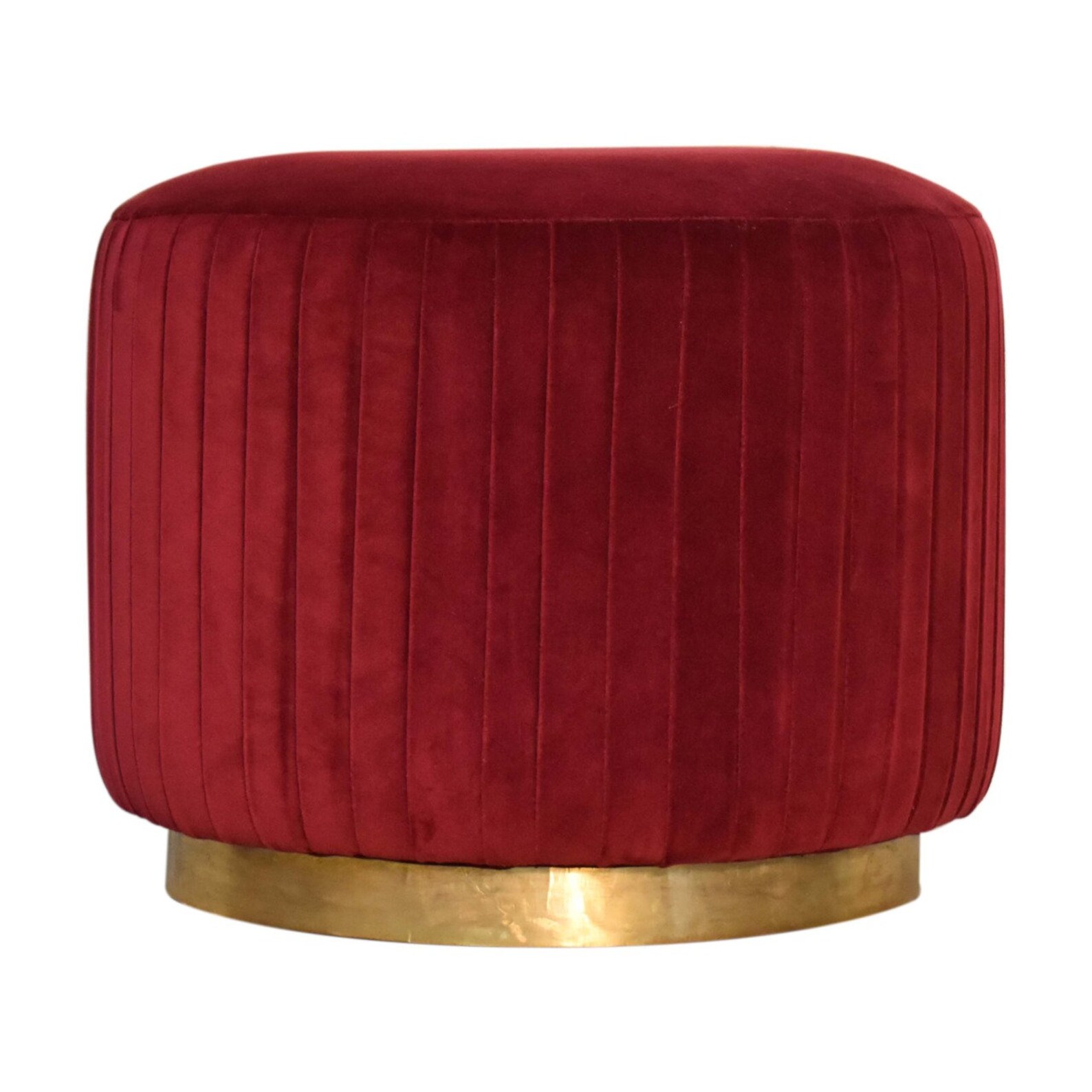 Velvet Footstool With Gold Base Pleated Black Emerald Etsy UK