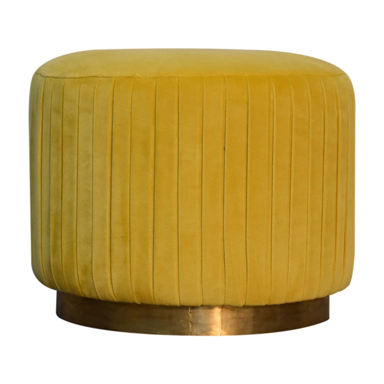 Velvet Footstool With Gold Base Pleated Black Emerald Etsy UK