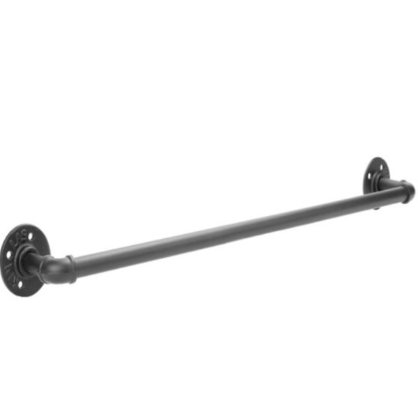 thumbnail interactive-video image 1 of Pipe Dream Furniture Industrial Steel Towel Rail – Wall Mounted Tee Nut Style, Black Matte 1 of 2