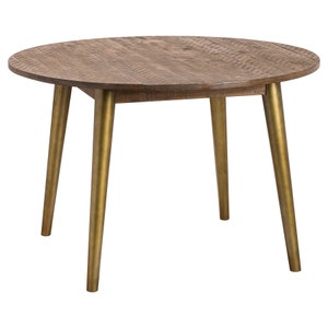 Circular Wooden Dining Table With Antique Gold Legs Round - Etsy UK