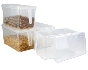 Fridge food storage organiser box with lids and handles set of 4