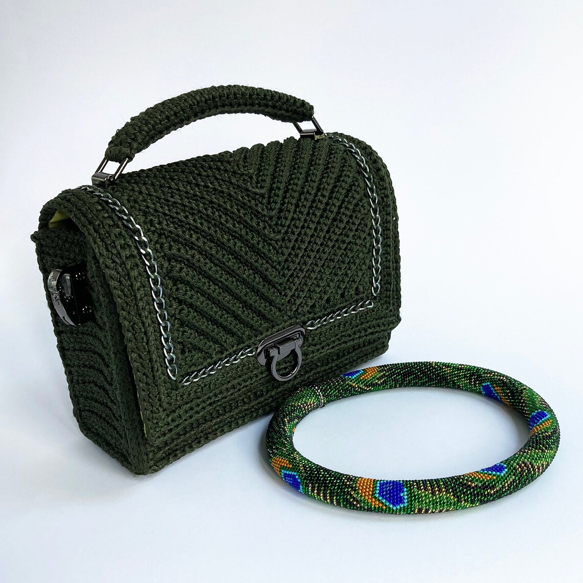 Green crochet bag handmade Women crochet purse Ladies | Etsy
