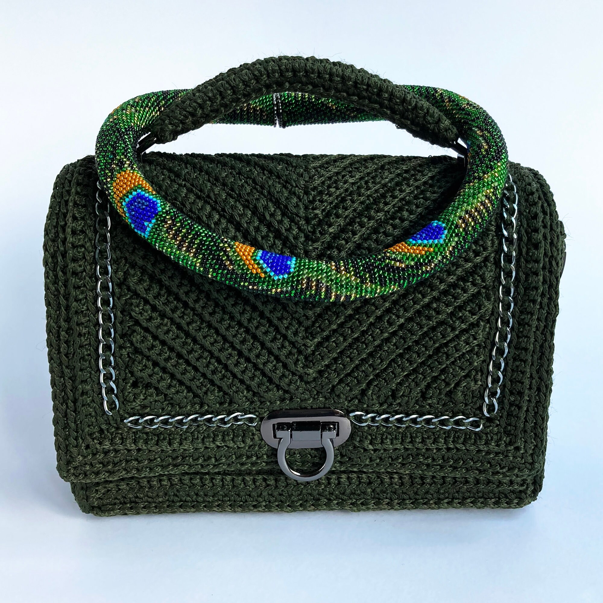Green crochet bag handmade Women crochet purse Ladies | Etsy