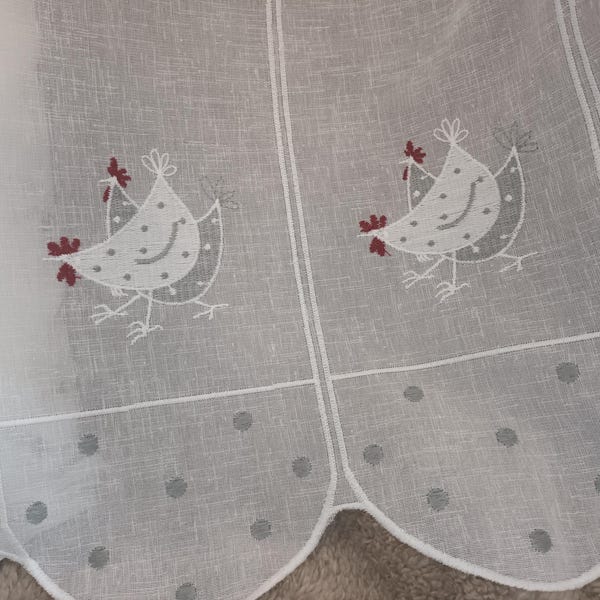 Brise-bise Crochet Fait Main Sur Mesure, Motif Cerises écru, Artisanat Français 2020 - Neuf, Coton