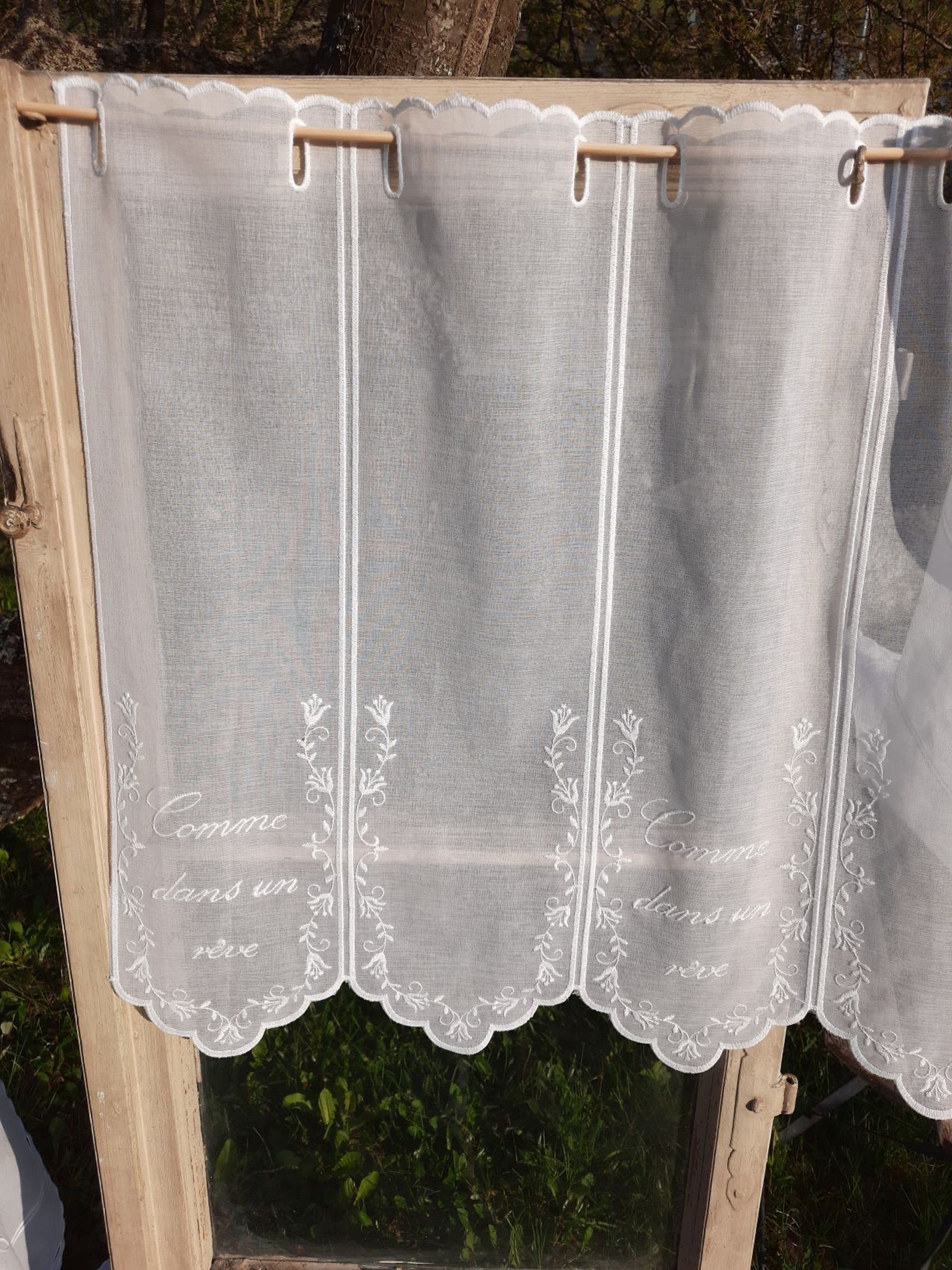 Rideau Brise-bise Motif Rennes De Noël - 45 X 120 Cm - 100% Polyester - Passants Inclus - Déco Moderne Cuisine/salon