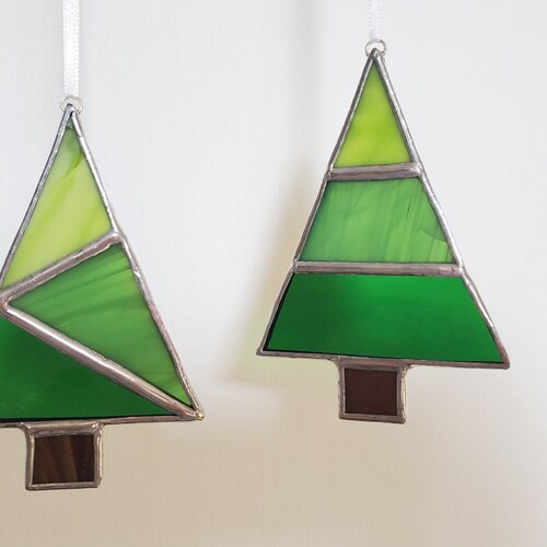 Stained Glass Christmas Tree Ornaments - Etsy