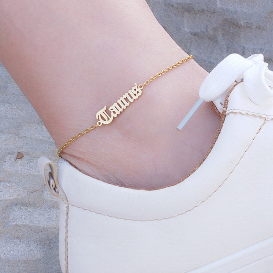 gold name anklet
