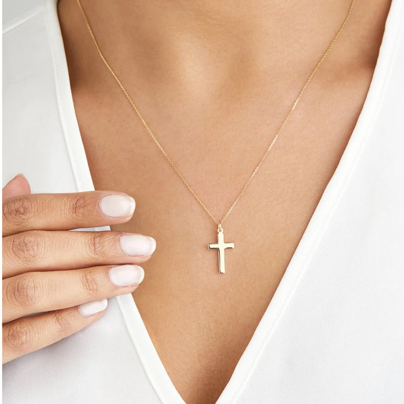 Gold Cross Necklace Cross Necklace Women Cross Necklace Etsy