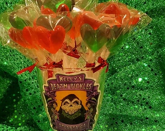 Valentine Pickle Lollipop Bouquet - FREE Shipping, Valentine Card & Gift Wrapping - Cute and Unique Valentine Gift - Pickle Lovers Surprise