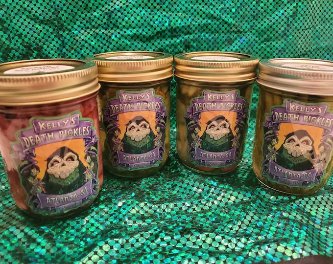 Our New Specialty Pickle Flight - Kelly's Death Pickles (4- 8 oz. jar flight) - FREE SHIPPING