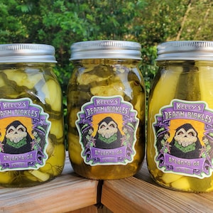 Kelly&#39;s Death Pickles Gourmet Small Batch Pickles Made in at Atlanta 16 ounce jars gifts for pickle fans  gift wrap included 10 varieties