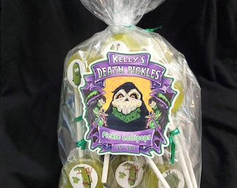 Pickle Flavored Lollipops by Kelly's Death Pickles - Unique Valentine Gift - Gourmet Candy - For Pickle Lovers FREE SHIPPING & Gift Wrapping