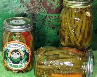 New Orleans-style Pickled Green Beans by Kelly's Death Pickles- Farm to Table Fresh Family Food Original Recipe Vegan Vegetarian Dilly Beans