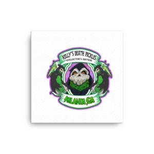 Kelly&#39;s Death Pickles logo on canvas