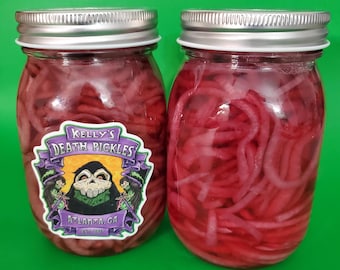 Pickled Red Onions by Kelly's Death Pickles - Farm to Table -Vegetarian/Vegan food -The Perfect Garnish-Healthy snacks -Tacos Burgers Salads