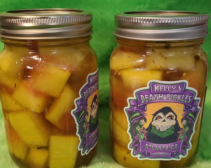 Pickled Watermelon Rinds by Kelly's Death Pickles - Vegan - Healthy Snacks - Sustainable Living - Unique Taste - FREE GIFT WRAPPING