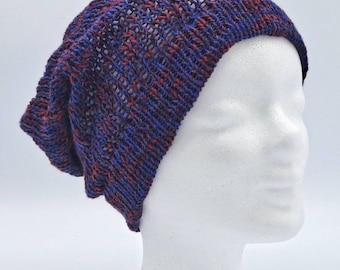 Mesh beanie cotton dark blue and burgundy for summer