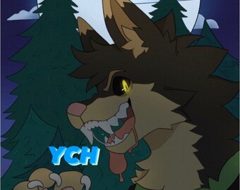 Chiuso! Non acquistare!/luna piena/commissione lupo mannaro peloso YCH