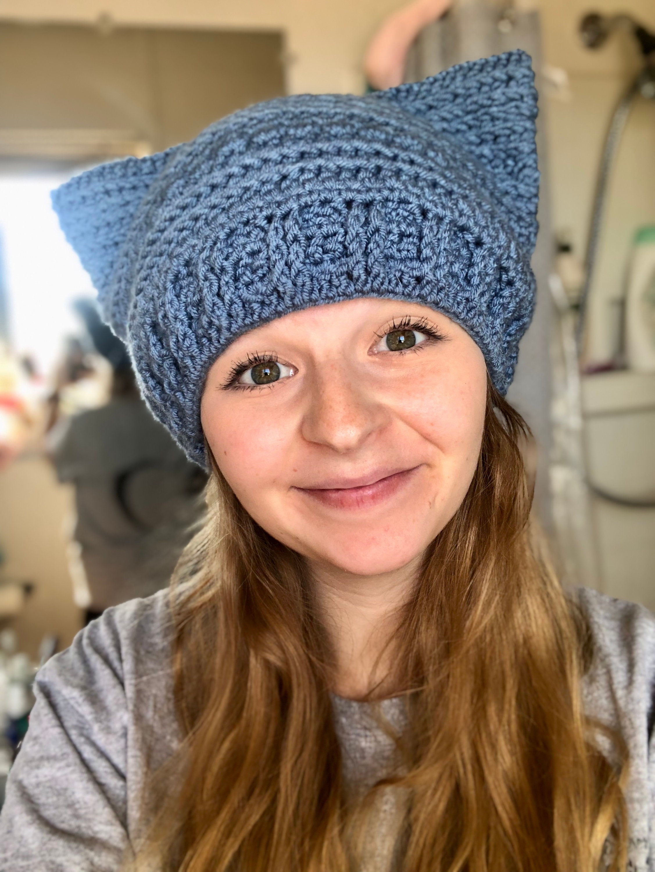 Crochet Cat Ear Beanie - Etsy Australia