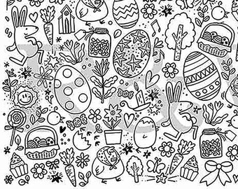 Halten Sie Kinder beschäftigt! Printable Coloring Design: Frohe Ostern Feiertage niedliche Symbole