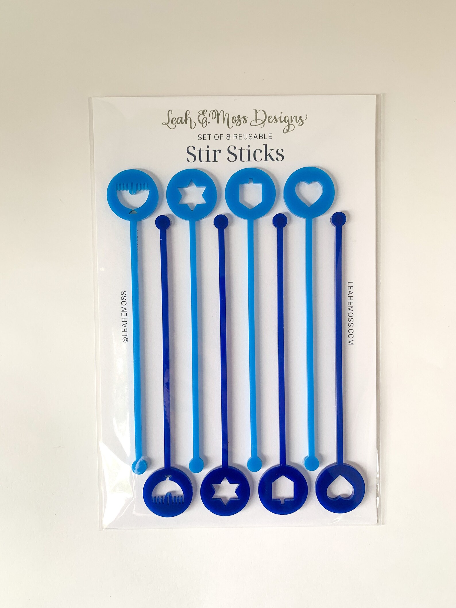 Hanukkah acrylic stir sticks | Hanukkah decorations - a blog by Leah E. Moss Designs