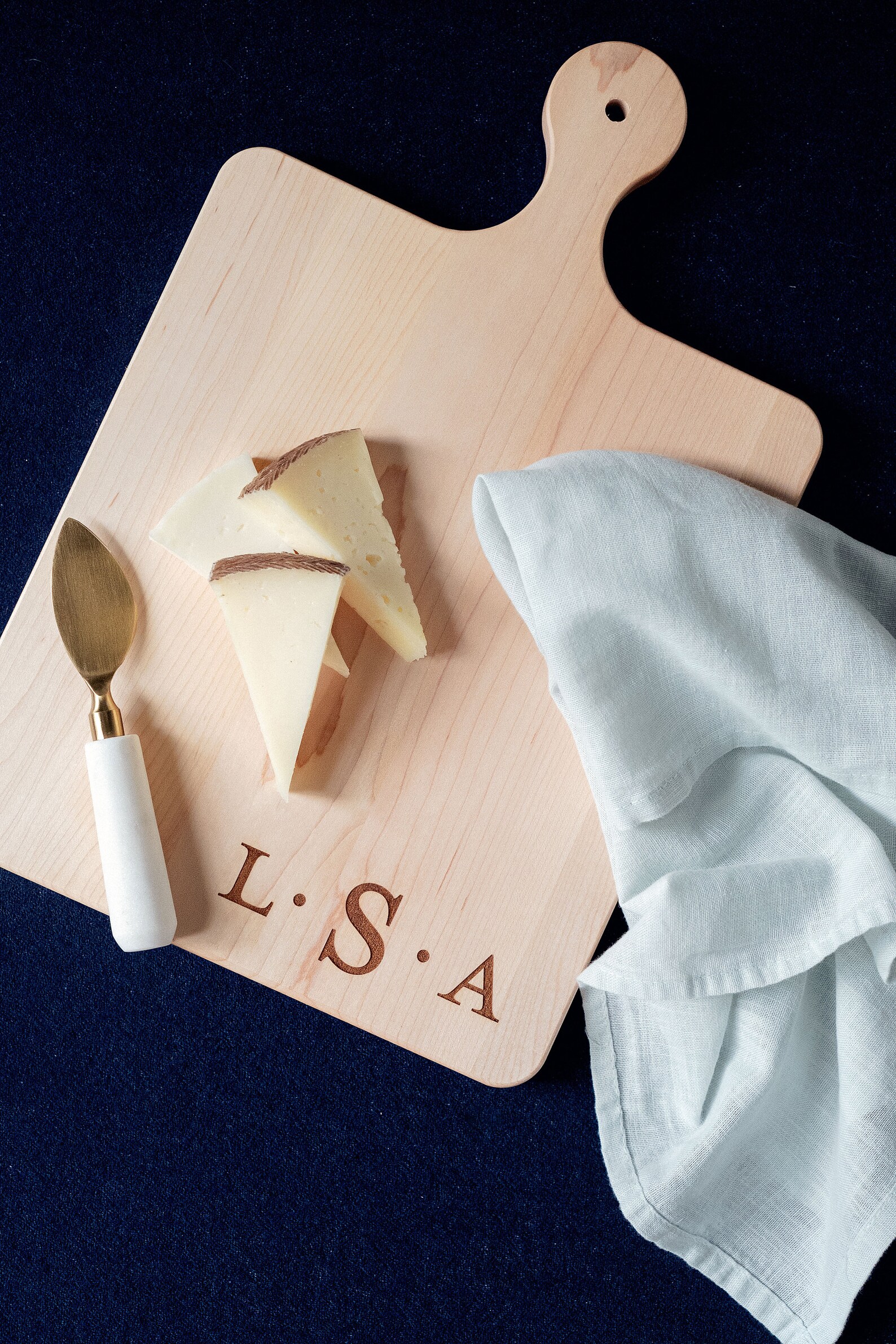 Monogrammed cutting board - Leah E. Moss Designs